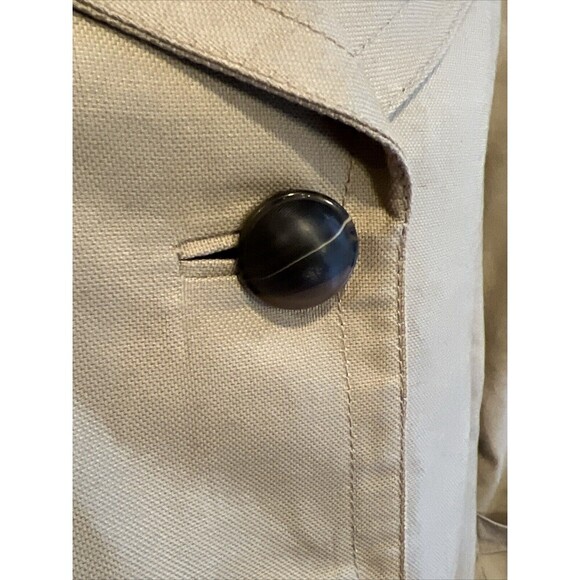 Talbots Jacket Size 12 Khaki Cotton Linen Short Swing Trench Coat - Picture 2 of 10
